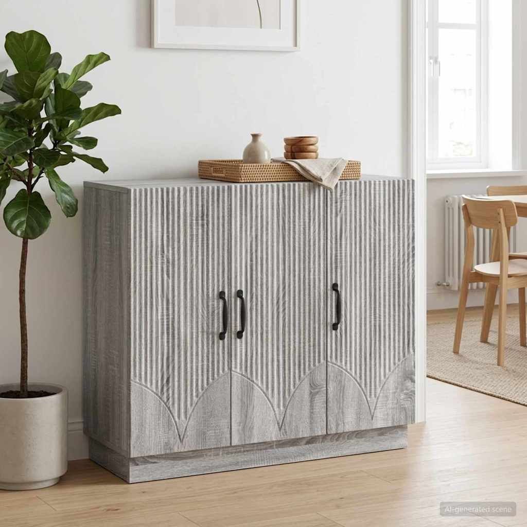 Sideboard Grå sonoma-eg 89 x 34,5 x 77 cm Konstrueret træ