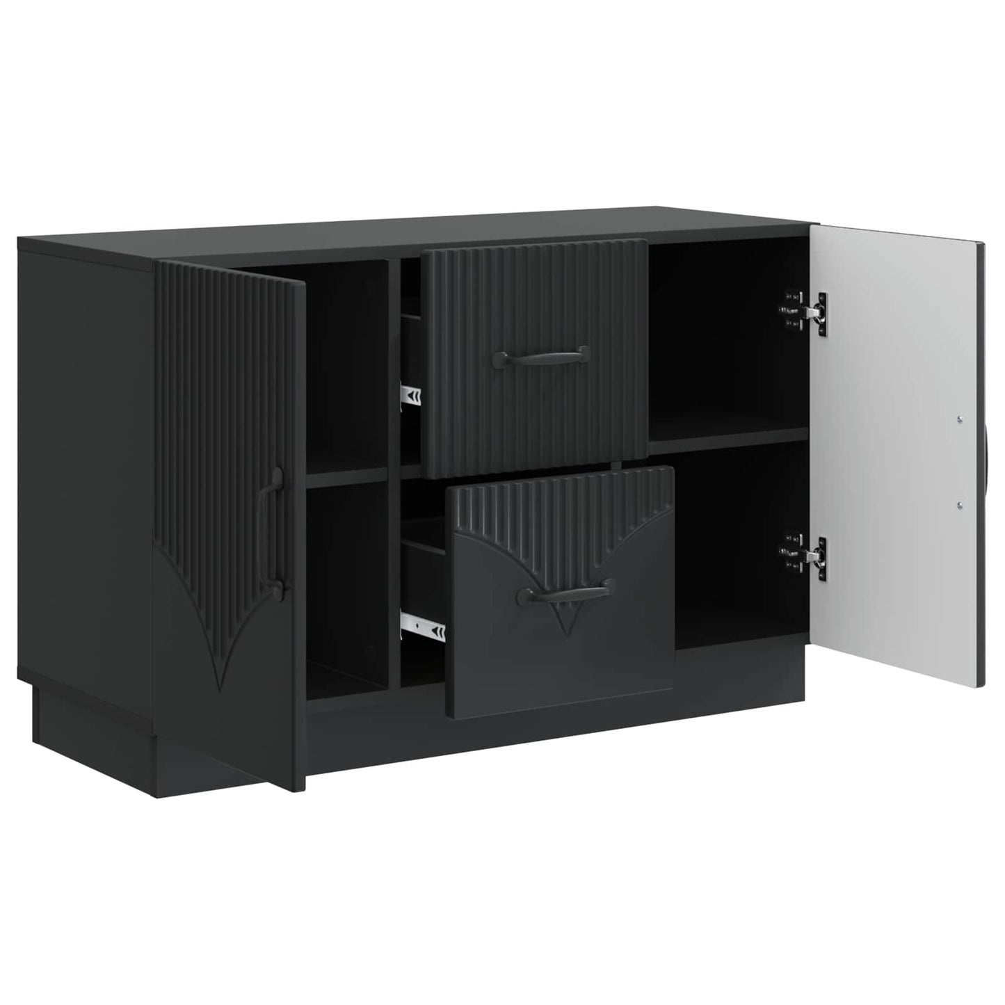 Sideboard med skuffe Sort 89 x 34,5 x 57 cm Konstrueret træ