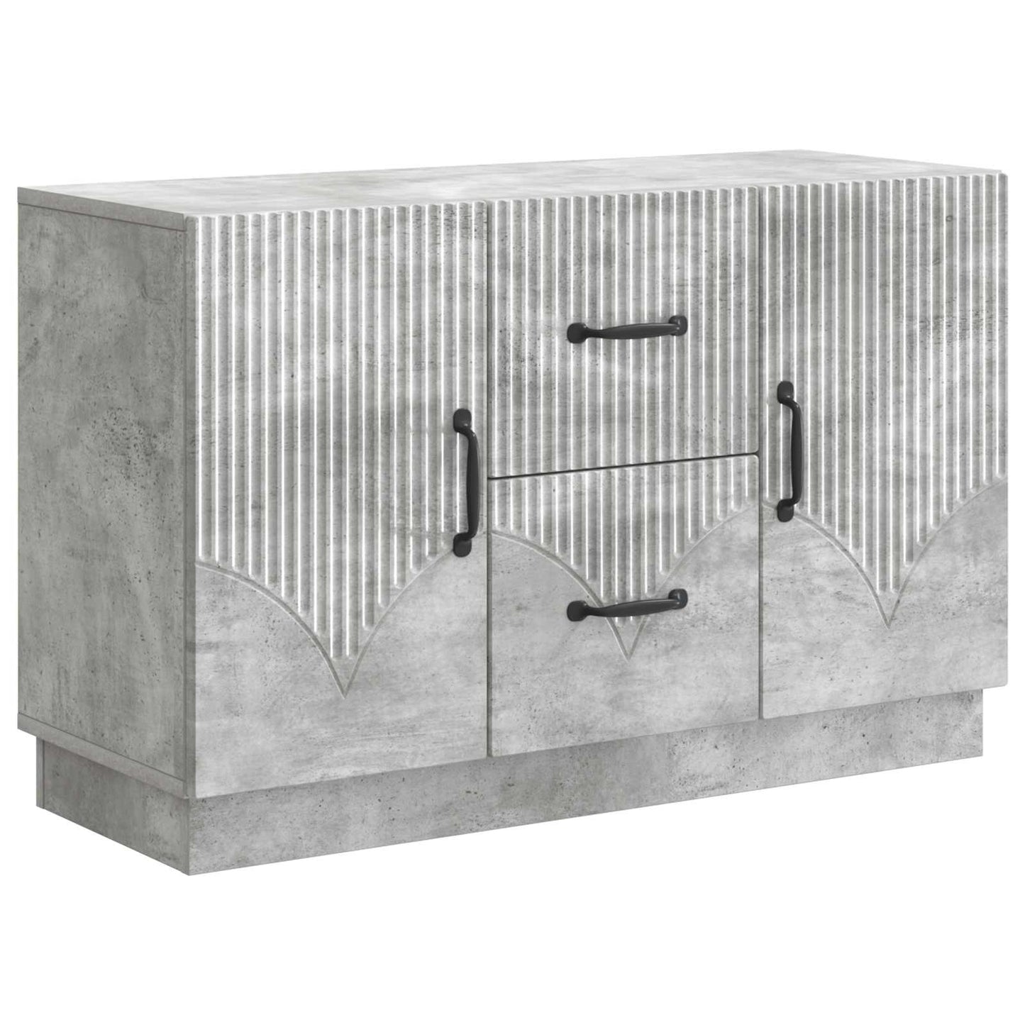 Sideboard med skuffe Betongrå 89 x 34,5 x 57 cm Konstrueret træ