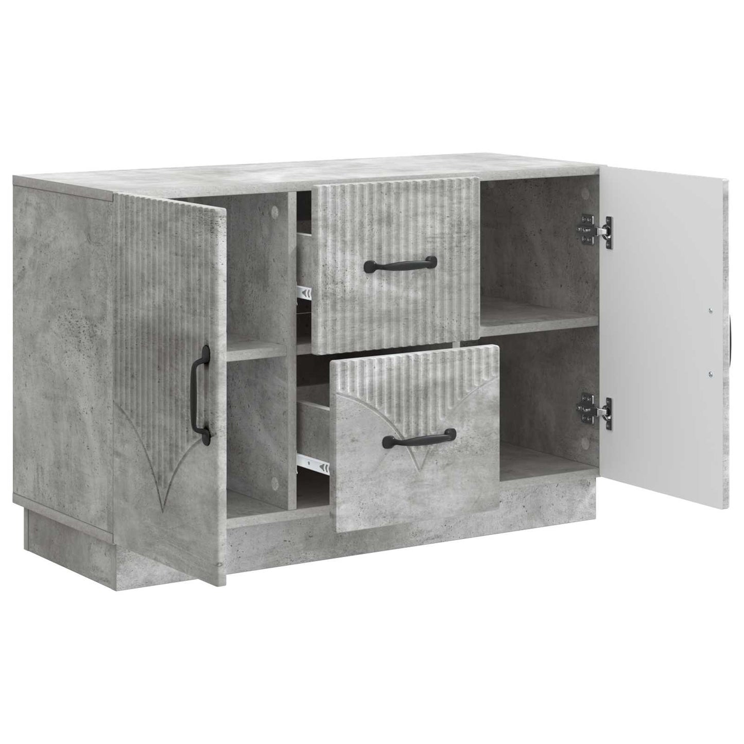Sideboard med skuffe Betongrå 89 x 34,5 x 57 cm Konstrueret træ