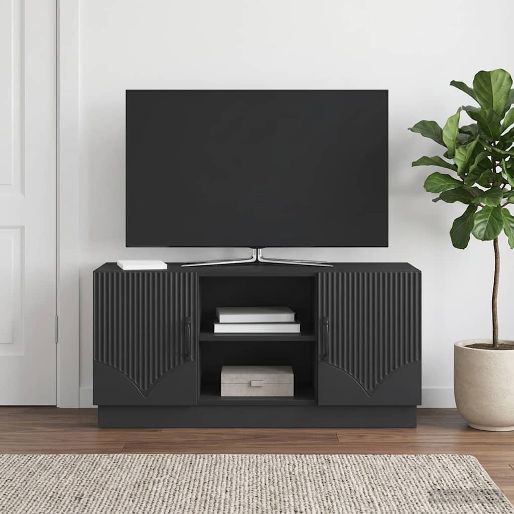 TV-skab Sort 102 x 34,5 x 47 cm Konstrueret træ