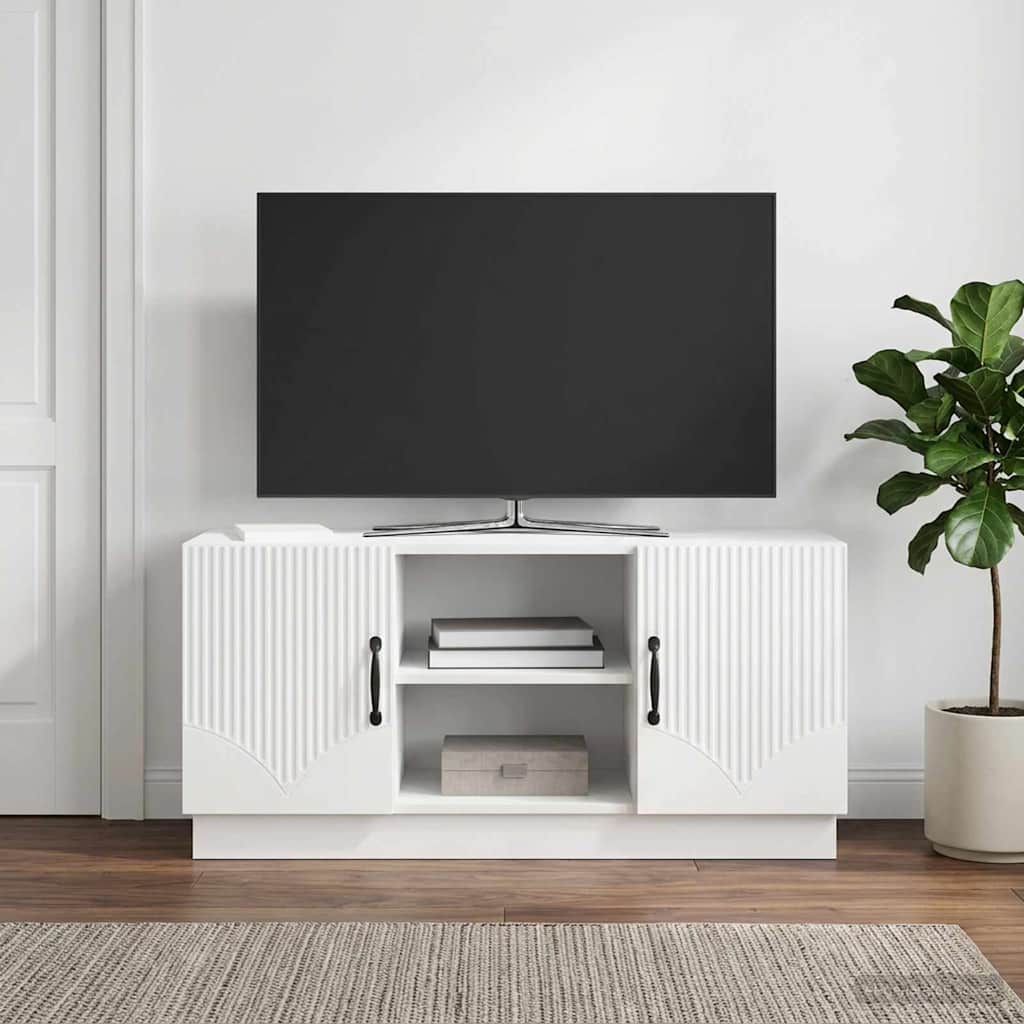 TV-skab Hvid højglans 102 x 34,5 x 47 cm Konstrueret træ