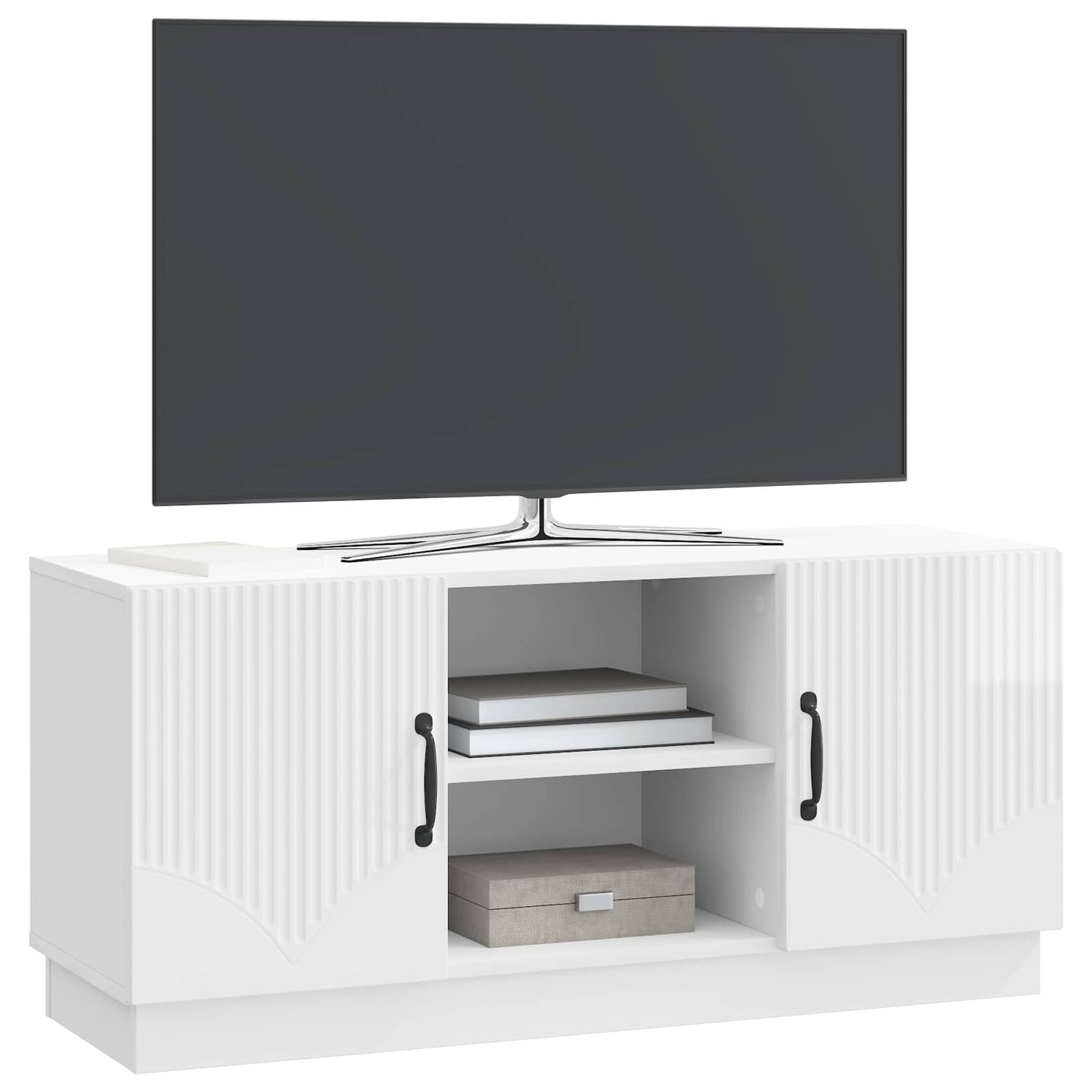 TV-skab Hvid højglans 102 x 34,5 x 47 cm Konstrueret træ