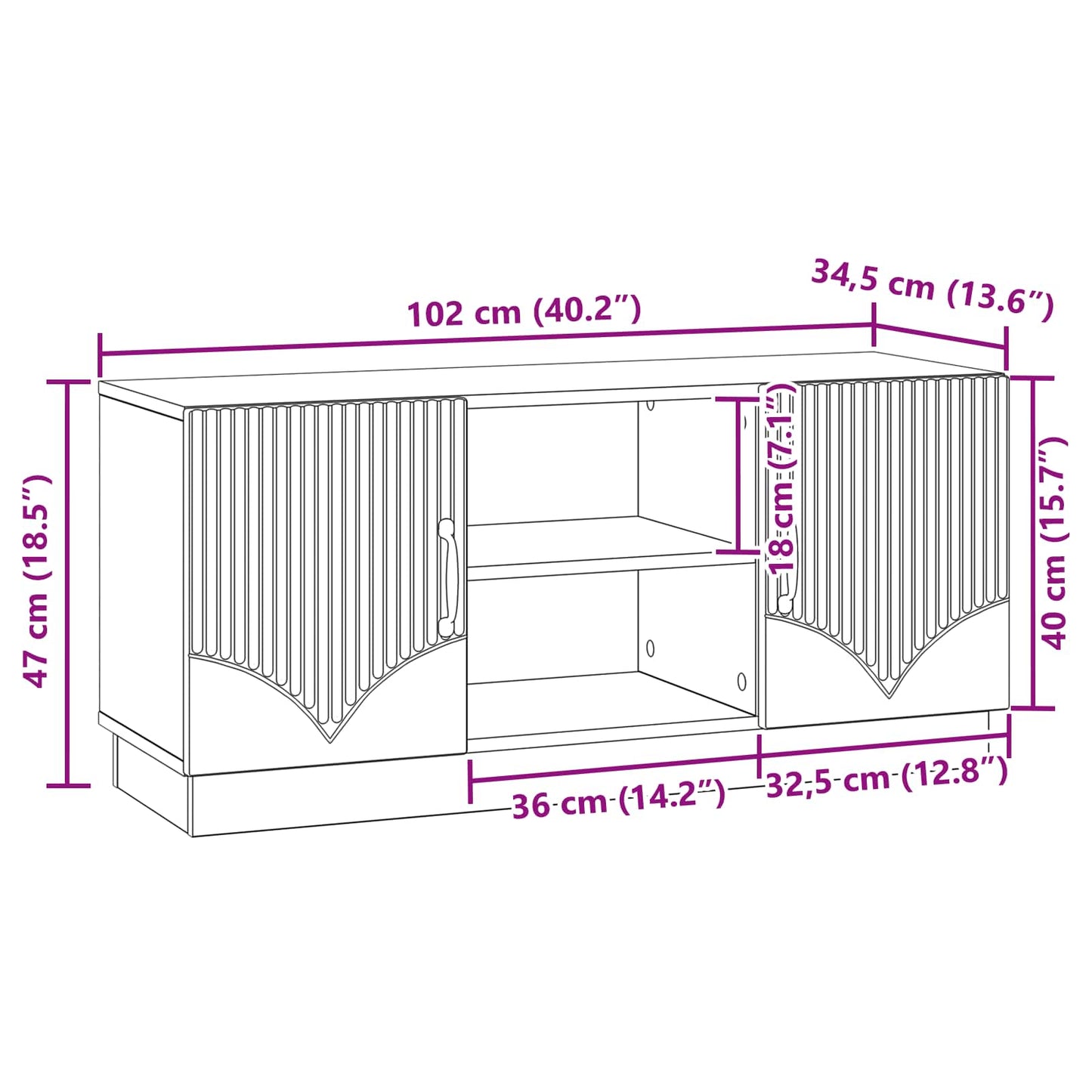 TV-skab Artisan-eg 102 x 34,5 x 47 cm Konstrueret træ