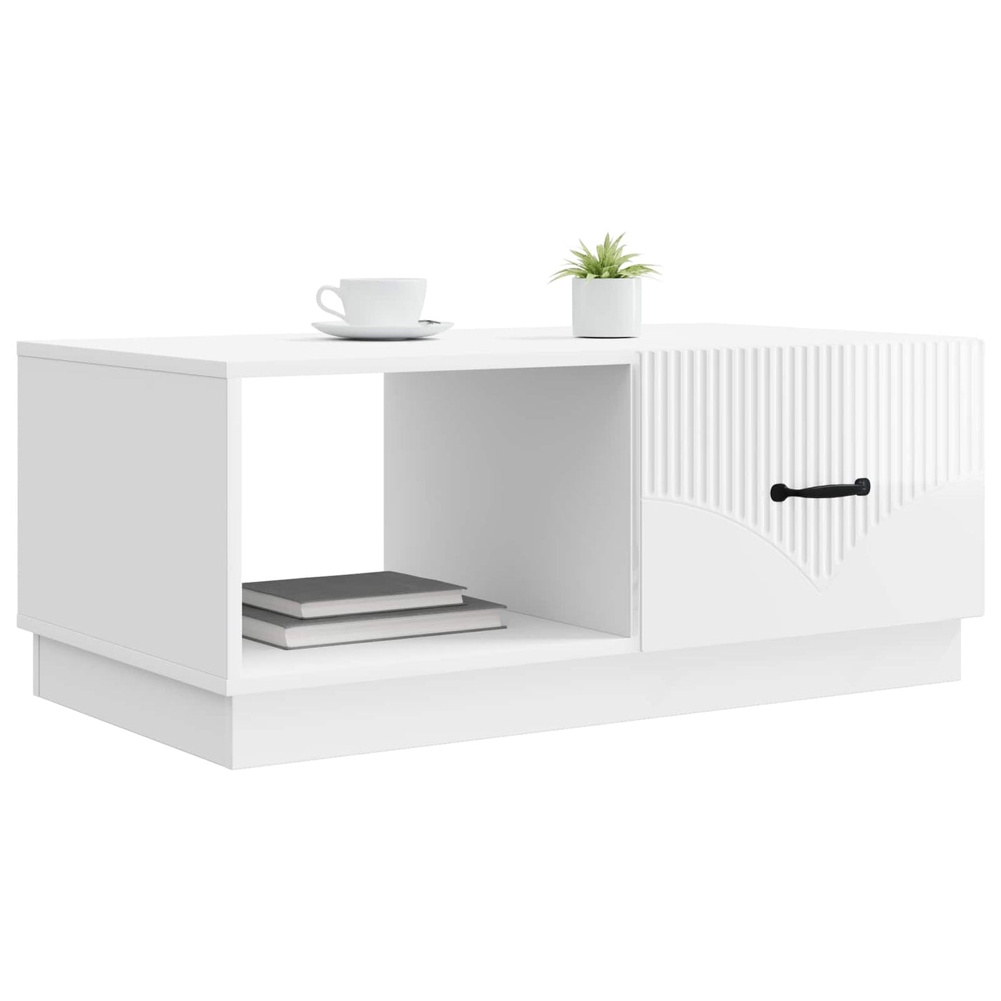 Sofabord Hvid højglans 90 x 50 x 37 cm Konstrueret træ