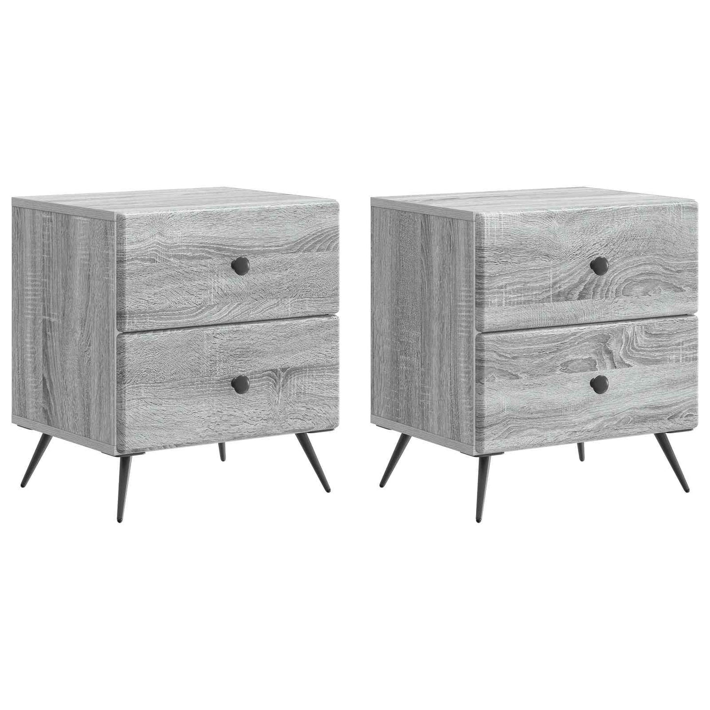 Natskab 2 pcs Grå sonoma-eg 43 x 34,5 x 47,5 cm Konstrueret træ