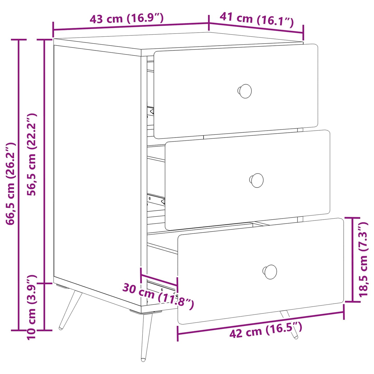 Natskab med skuffe Artisan-eg 43 x 41 x 66,5 cm Konstrueret træ