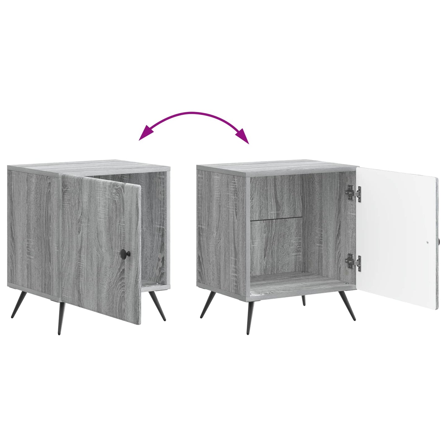 Natskab 2 pcs Grå sonoma-eg 43 x 34,5 x 50 cm Konstrueret træ