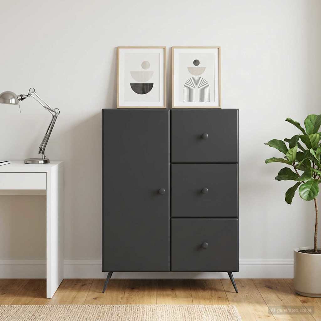 Sideboard med skuffe Sort 66 x 34,5 x 90 cm Konstrueret træ