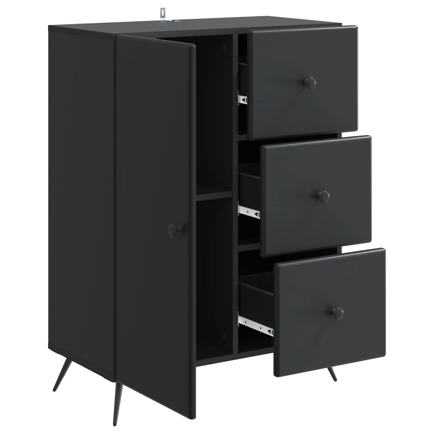 Sideboard med skuffe Sort 66 x 34,5 x 90 cm Konstrueret træ
