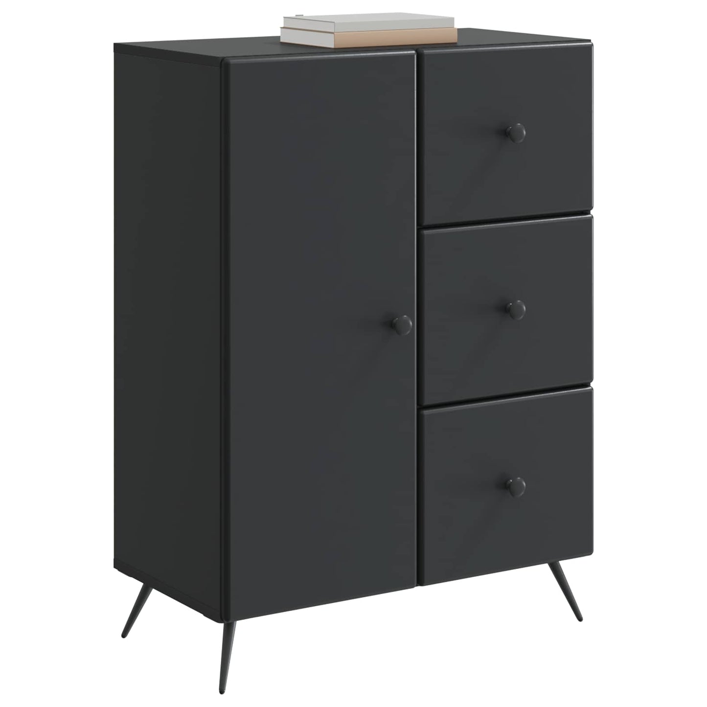 Sideboard med skuffe Sort 66 x 34,5 x 90 cm Konstrueret træ
