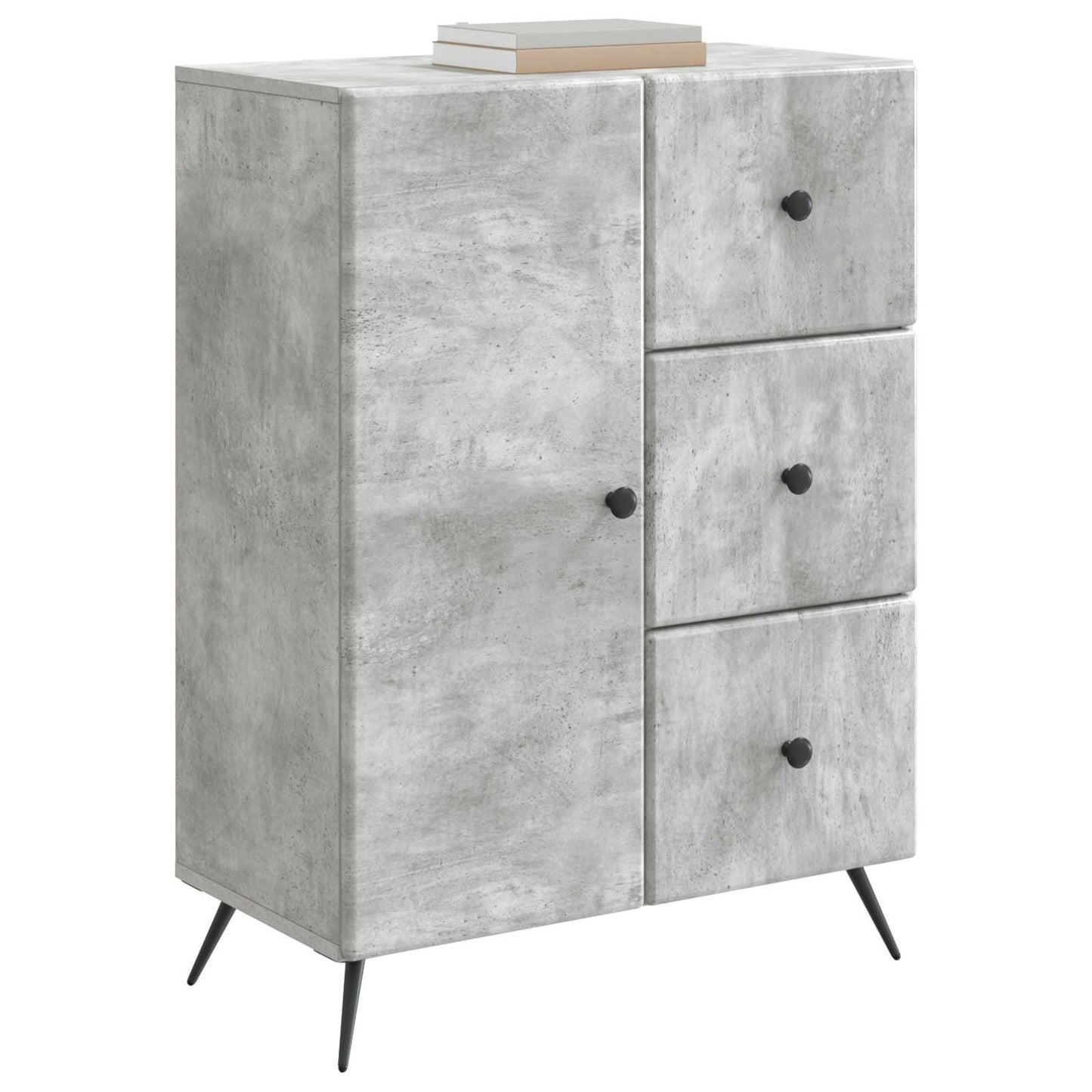 Sideboard med skuffe Betongrå 66 x 34,5 x 90 cm Konstrueret træ