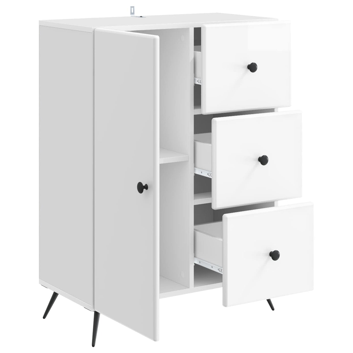 Sideboard Hvid højglans 66 x 34,5 x 90 cm Konstrueret træ