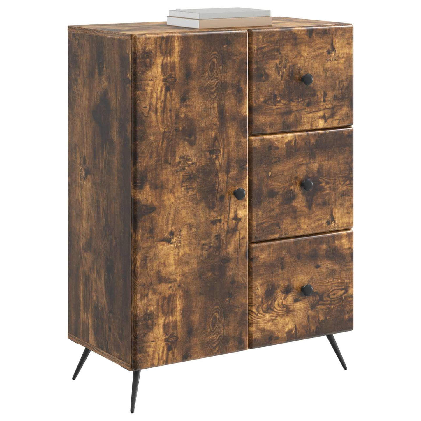 Sideboard med skuffe Røget eg 66 x 34,5 x 90 cm Konstrueret træ