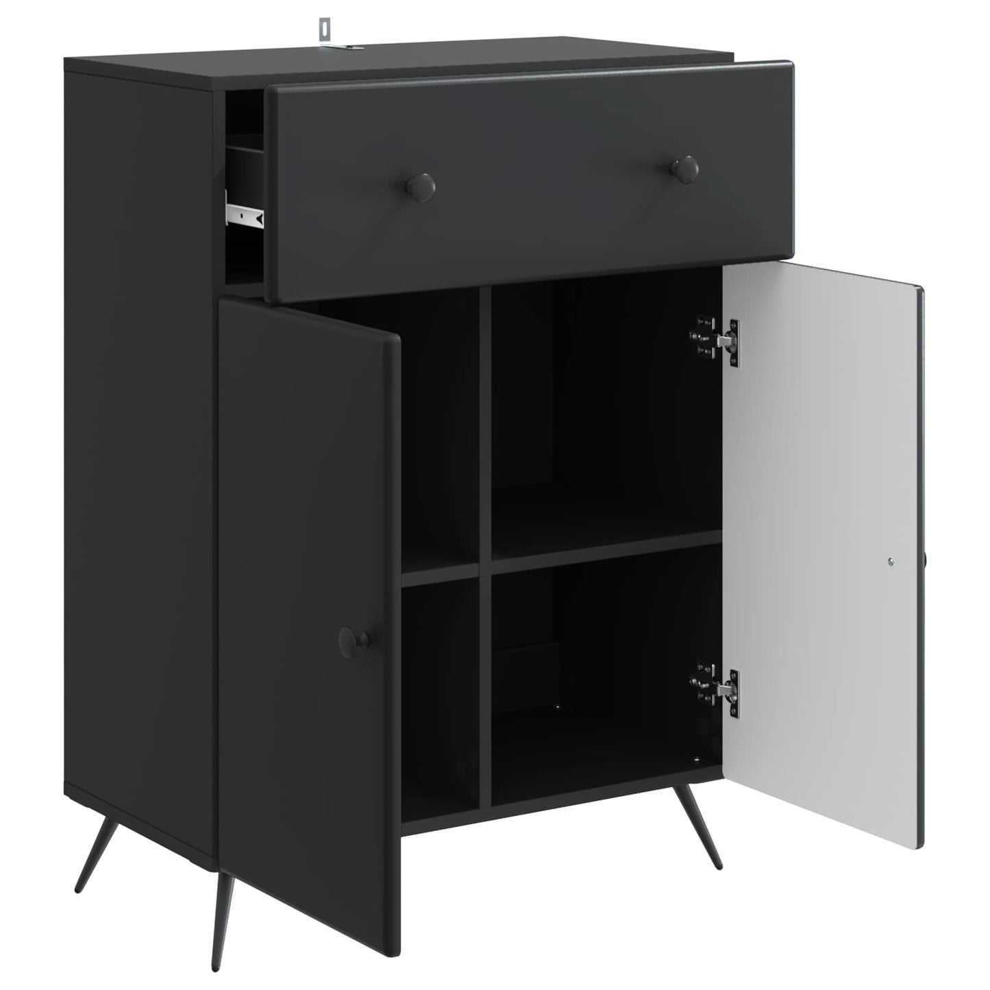 Sideboard med skuffe Sort 66 x 34,5 x 90 cm Konstrueret træ