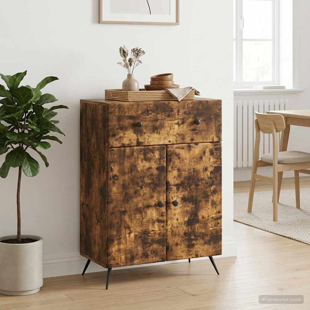 Sideboard med skuffe Røget eg 66 x 34,5 x 90 cm Konstrueret træ