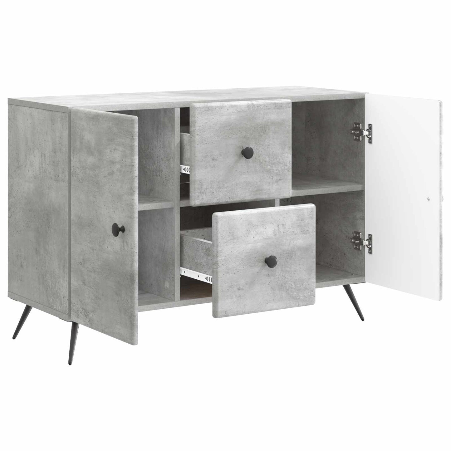 Sideboard med skuffe Betongrå 89 x 34,5 x 60 cm Konstrueret træ