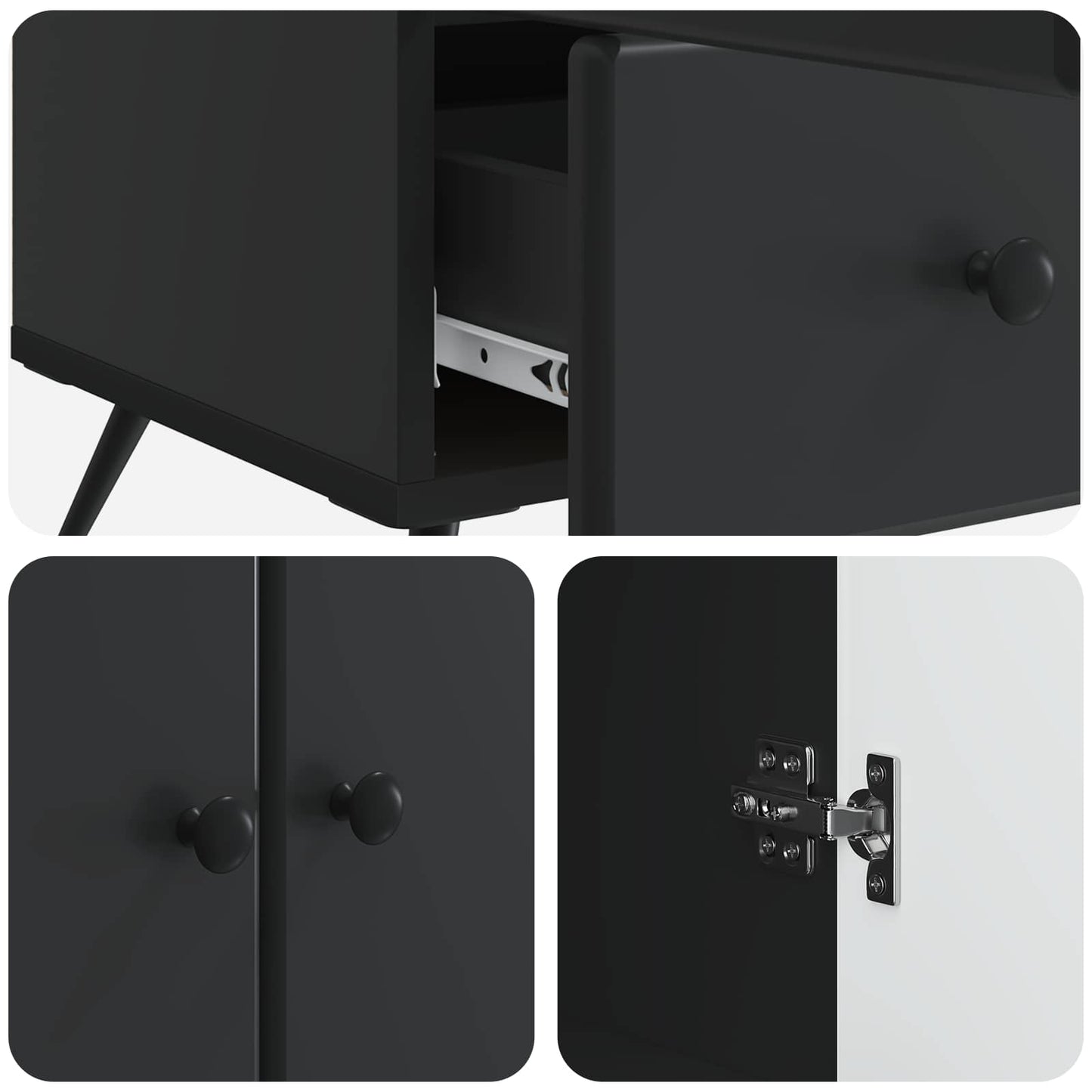 Sideboard med skuffe Sort 66 x 34,5 x 95 cm Konstrueret træ