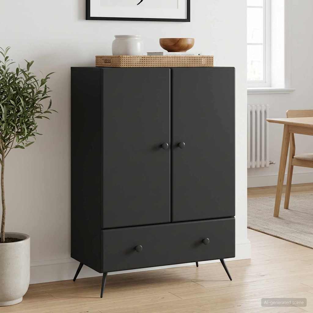 Sideboard med skuffe Sort 66 x 34,5 x 95 cm Konstrueret træ