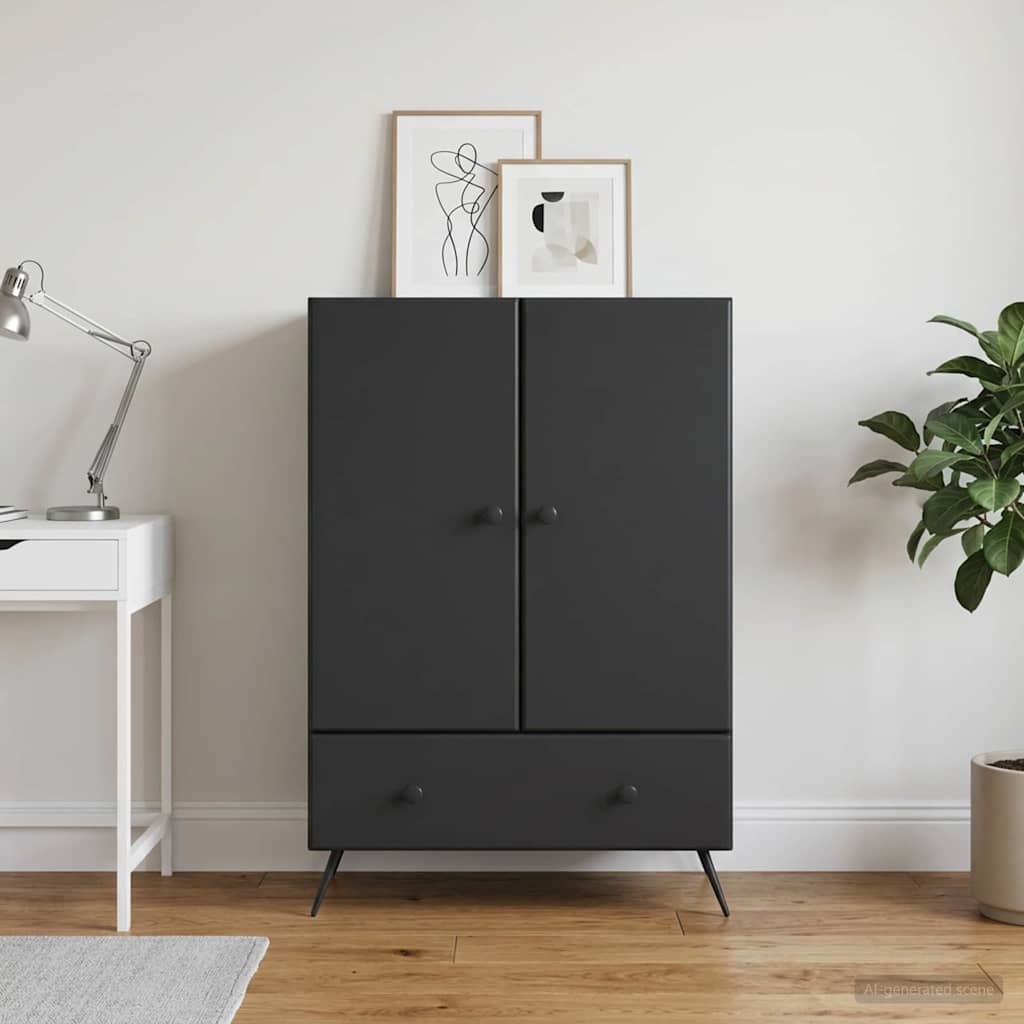 Sideboard med skuffe Sort 66 x 34,5 x 95 cm Konstrueret træ