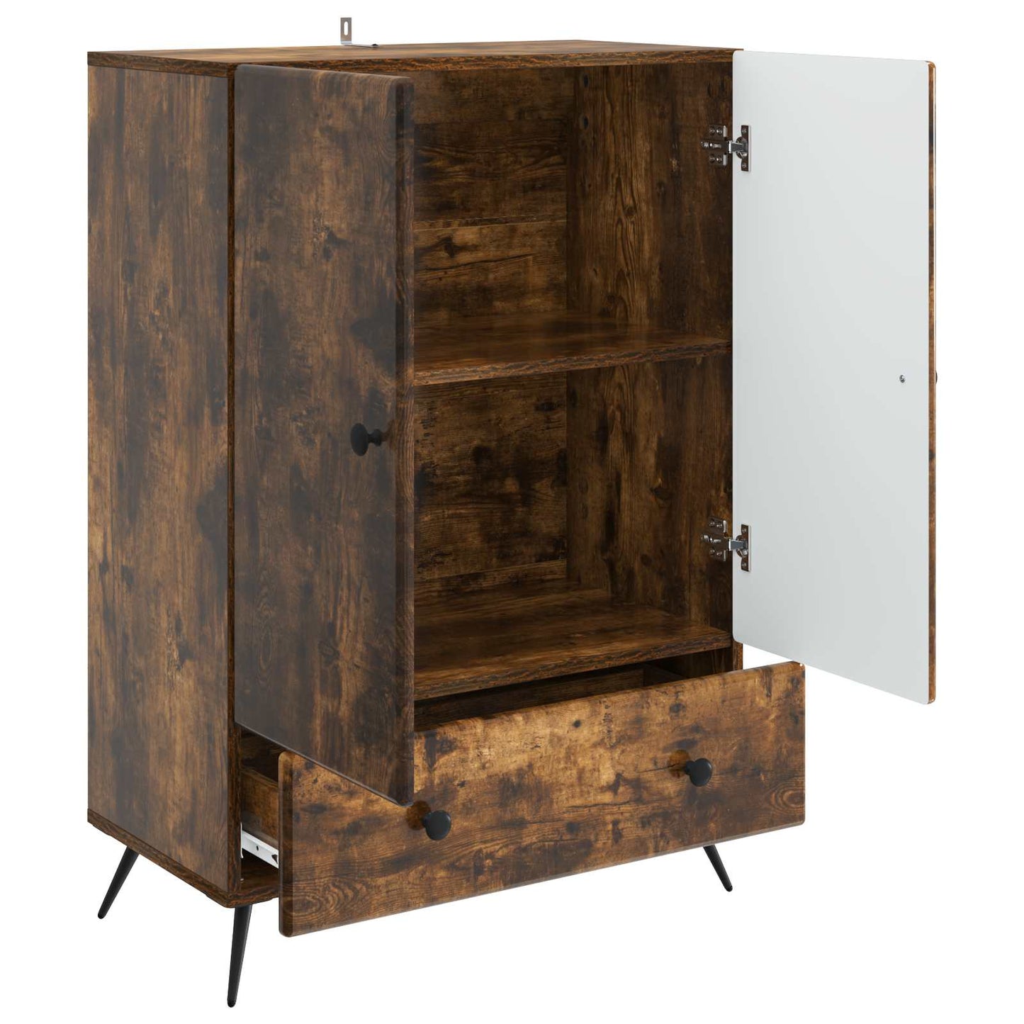 Sideboard med skuffe Røget eg 66 x 34,5 x 95 cm Konstrueret træ