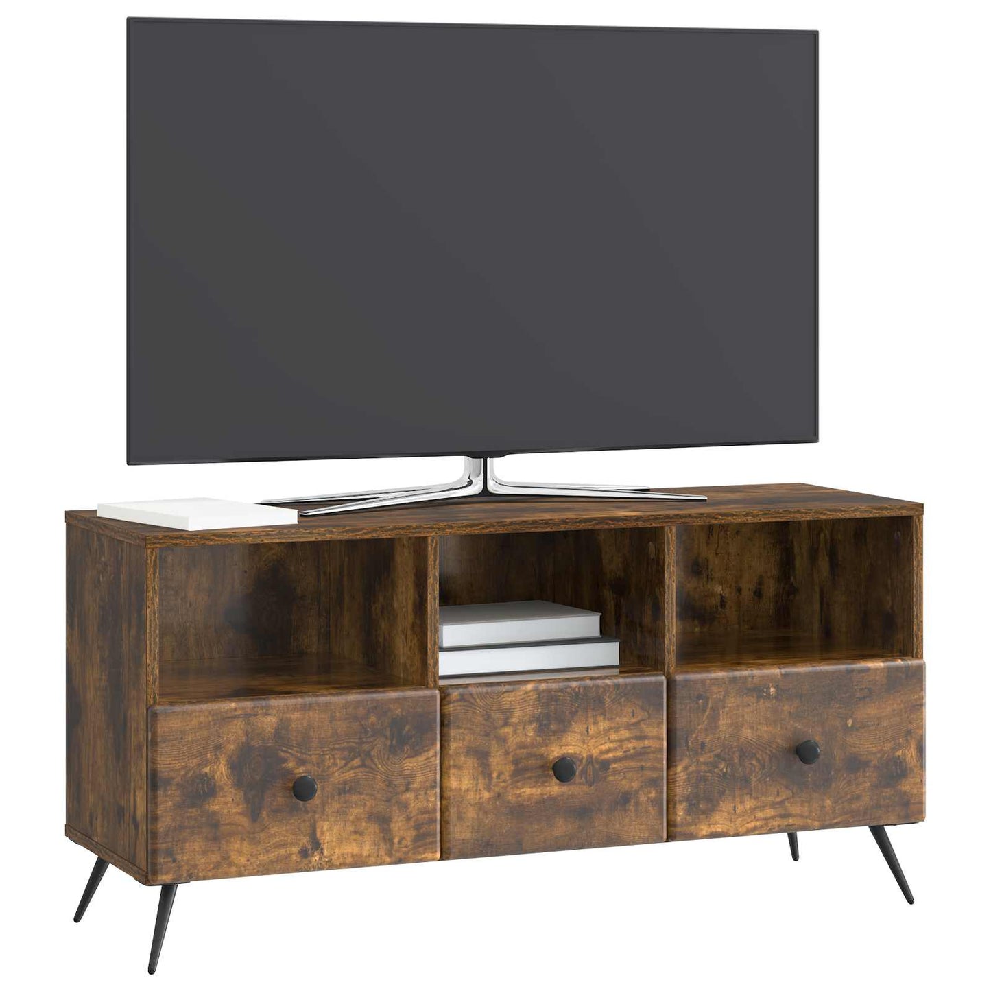 TV-skab med skuffe Røget eg 102 x 34,5 x 50 cm Konstrueret træ