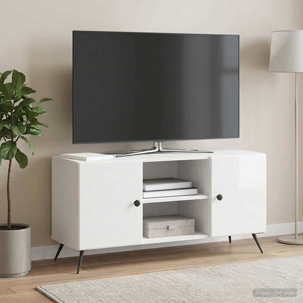 TV-skab Hvid højglans 102 x 34,5 x 50 cm Konstrueret træ