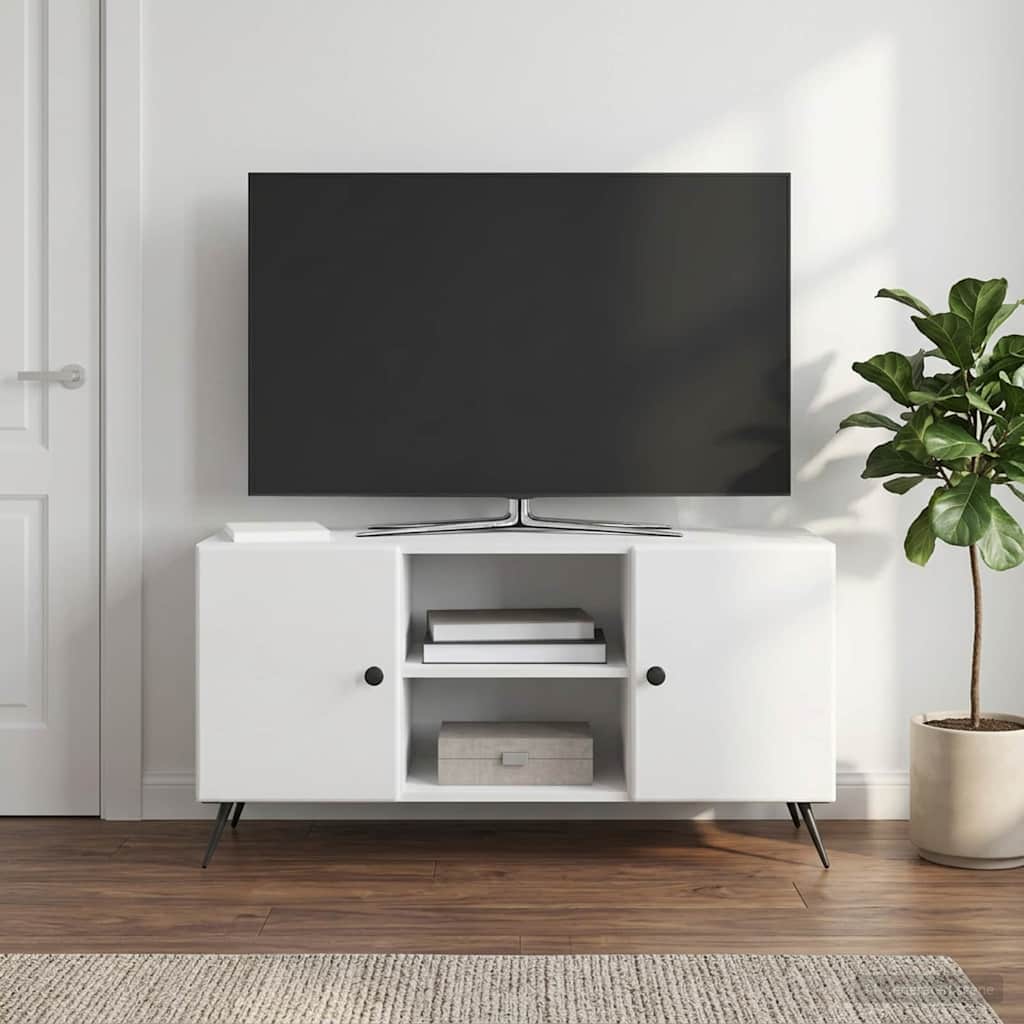 TV-skab Hvid højglans 102 x 34,5 x 50 cm Konstrueret træ
