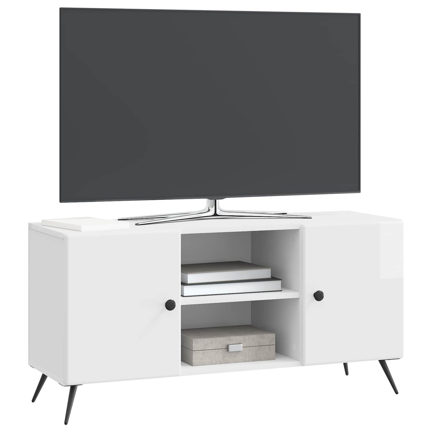 TV-skab Hvid højglans 102 x 34,5 x 50 cm Konstrueret træ