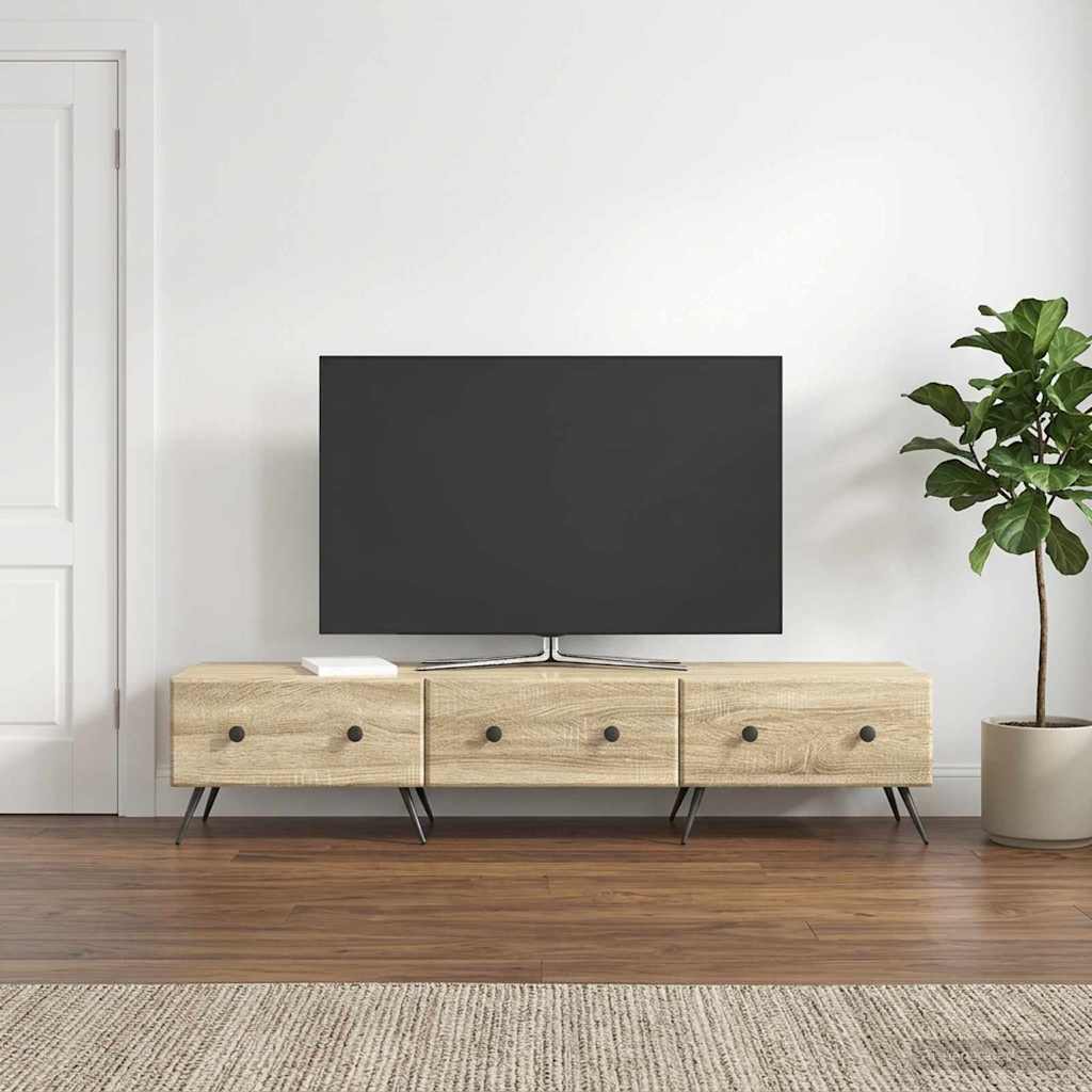 TV-skab med skuffe Sonoma-eg 147 x 34,5 x 30 cm Konstrueret træ