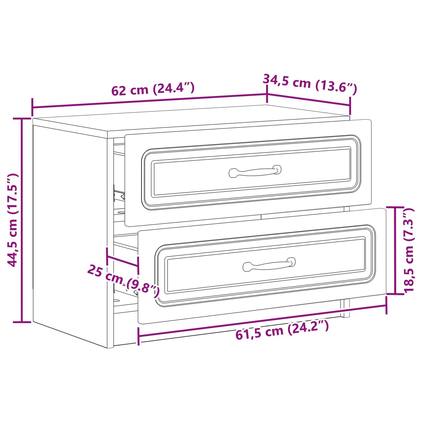 Natskab Hvid højglans 62 x 34,5 x 44,5 cm Konstrueret træ