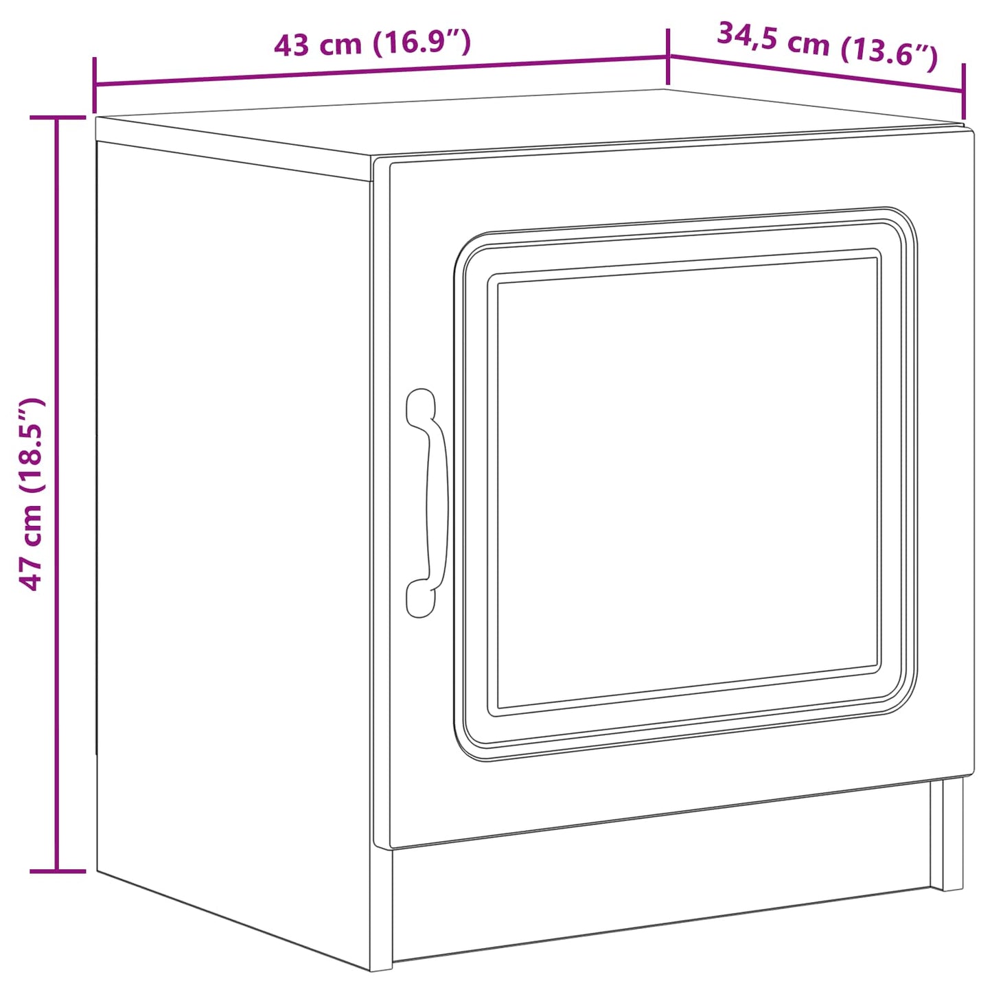 Natskab 2 pcs Betongrå 43 x 34,5 x 47 cm Konstrueret træ