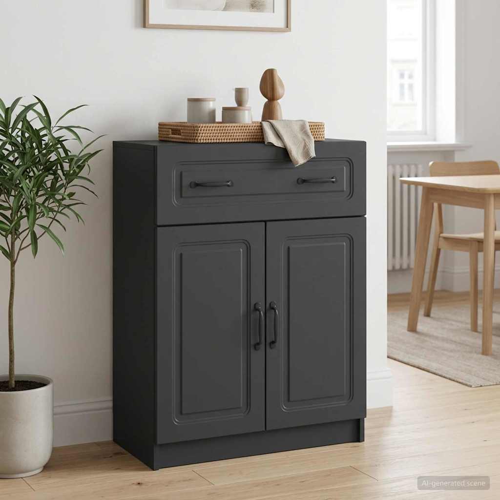 Sideboard med skuffe Sort 66 x 34,5 x 87 cm Konstrueret træ