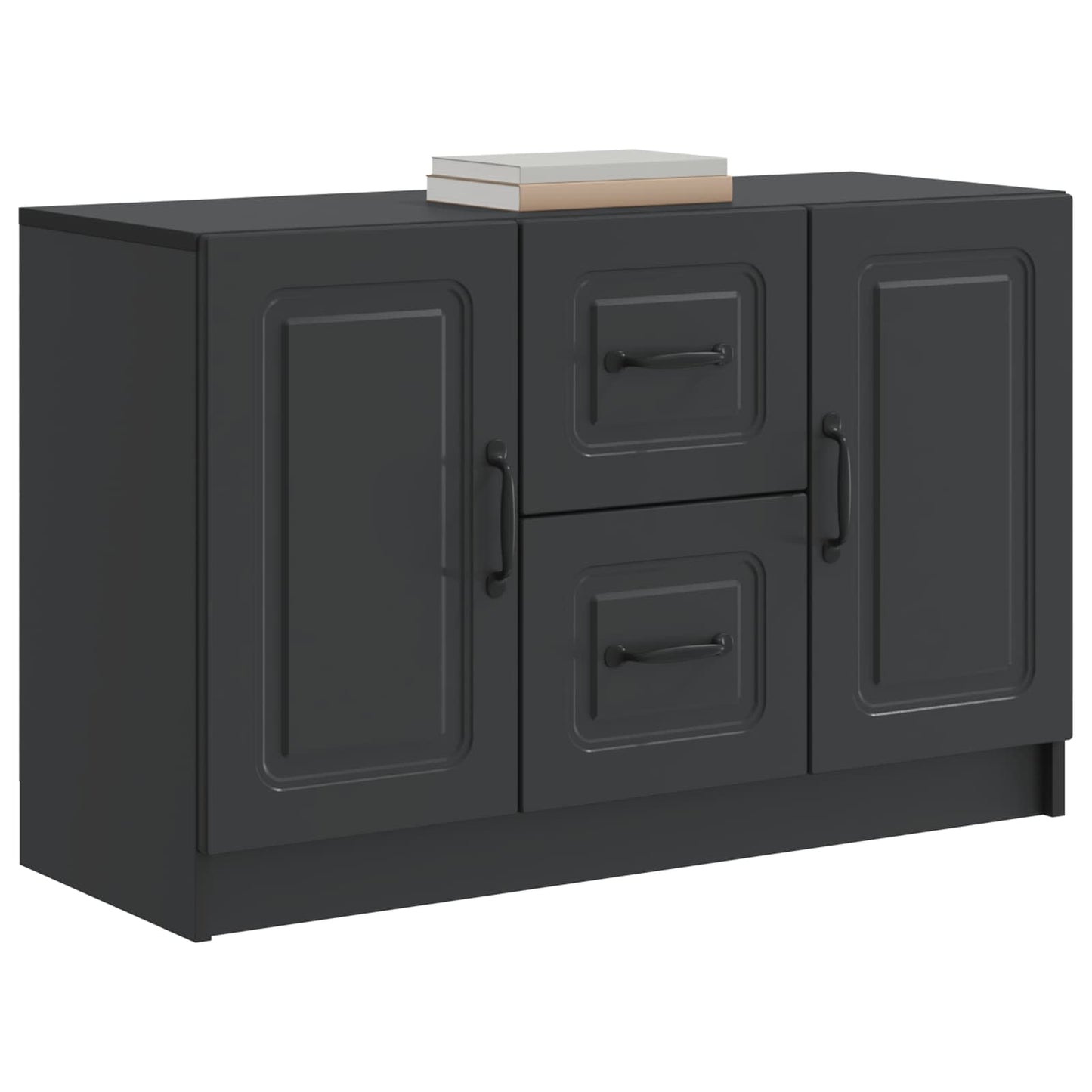 Sideboard med skuffe Sort 89 x 34,5 x 57 cm Konstrueret træ