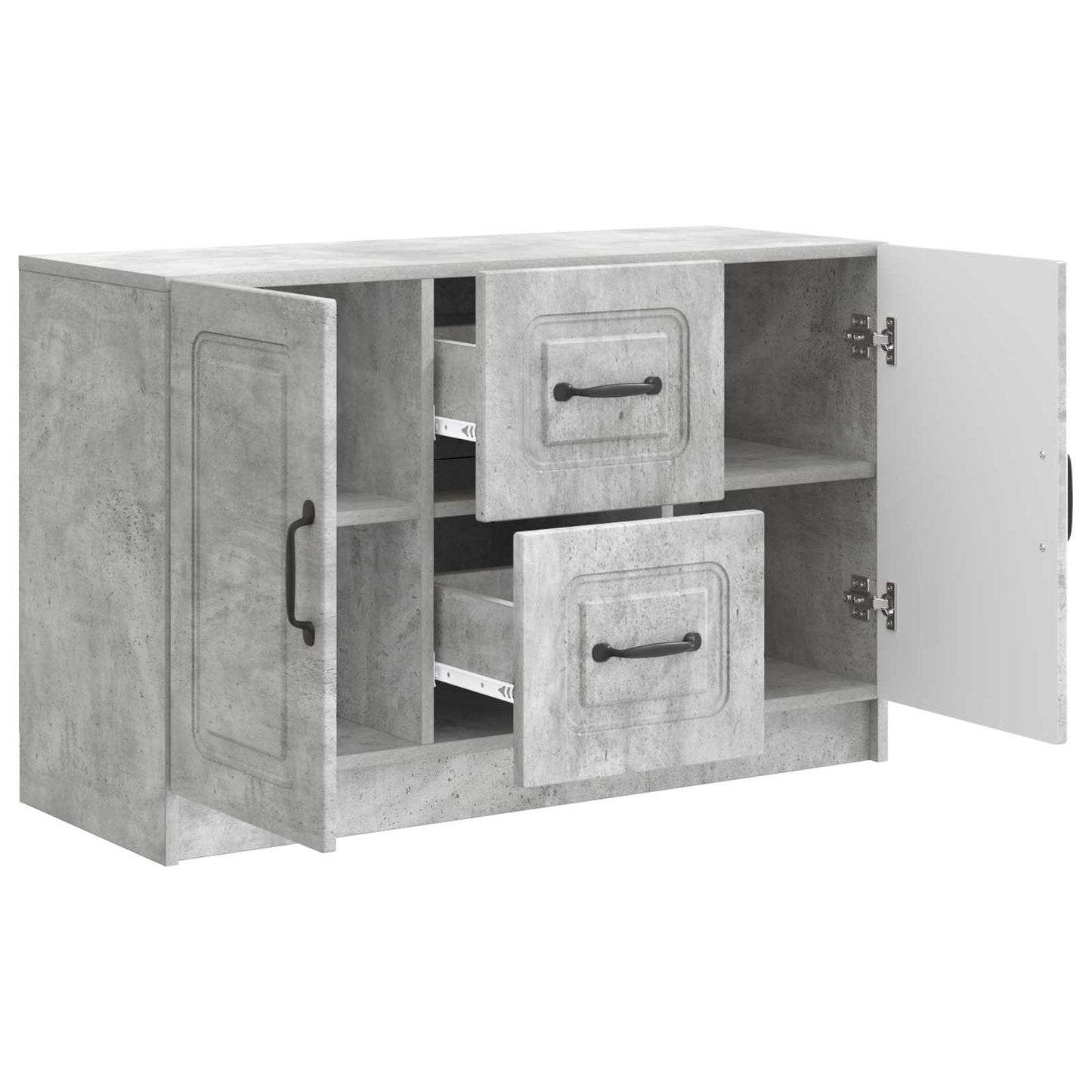 Sideboard med skuffe Betongrå 89 x 34,5 x 57 cm Konstrueret træ