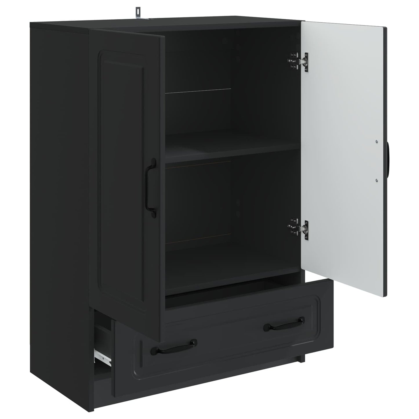 Sideboard med skuffe Sort 66 x 34,5 x 92 cm Konstrueret træ
