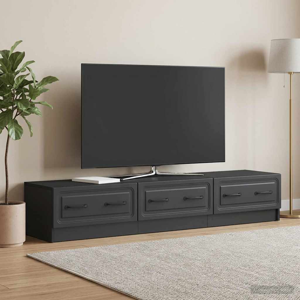 TV-skab med skuffe Sort 147 x 34,5 x 27 cm Konstrueret træ