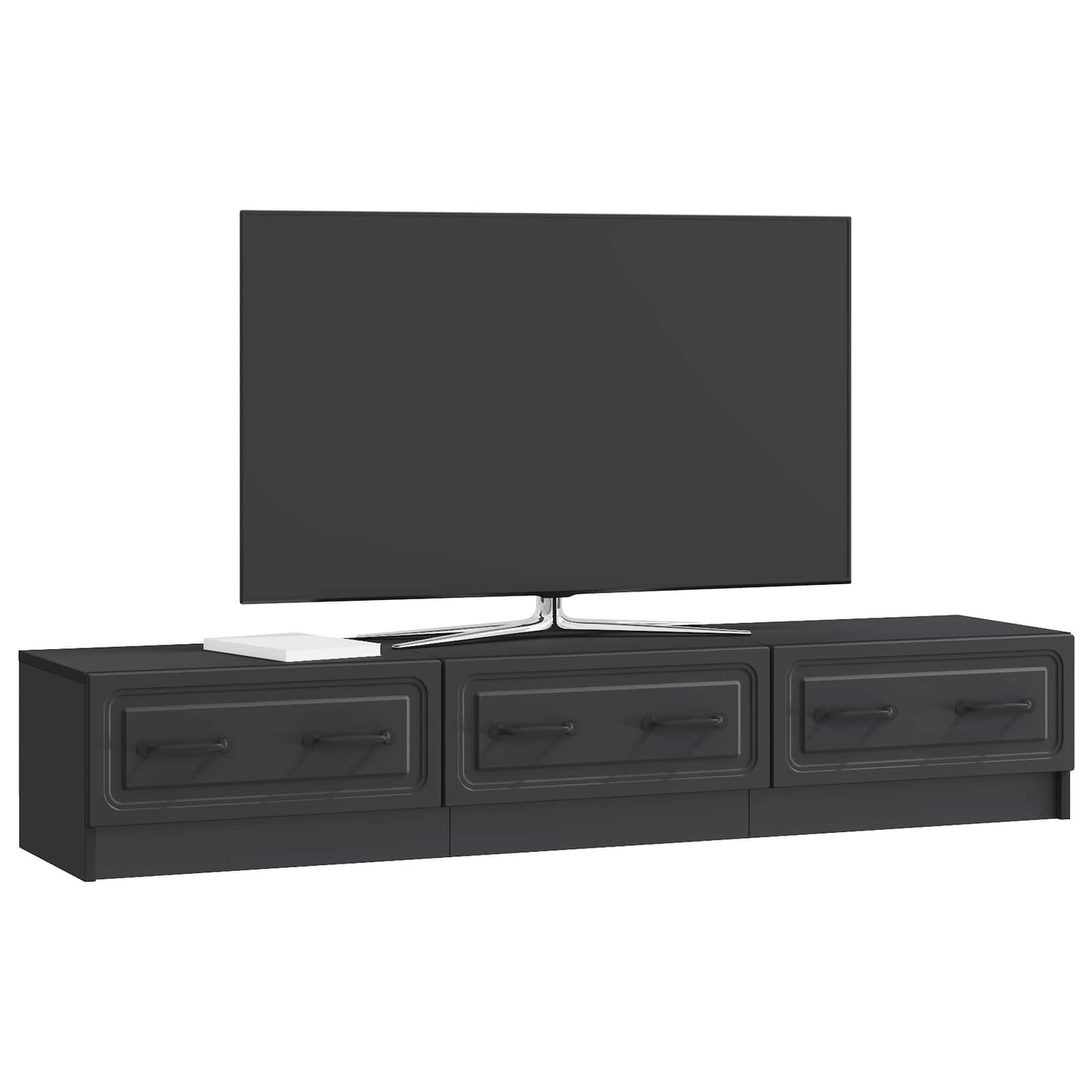 TV-skab med skuffe Sort 147 x 34,5 x 27 cm Konstrueret træ
