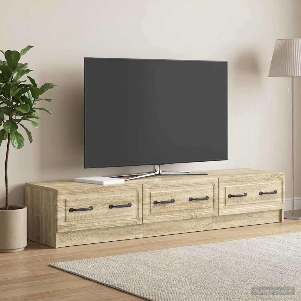 TV-skab med skuffe Sonoma-eg 147 x 34,5 x 27 cm Konstrueret træ