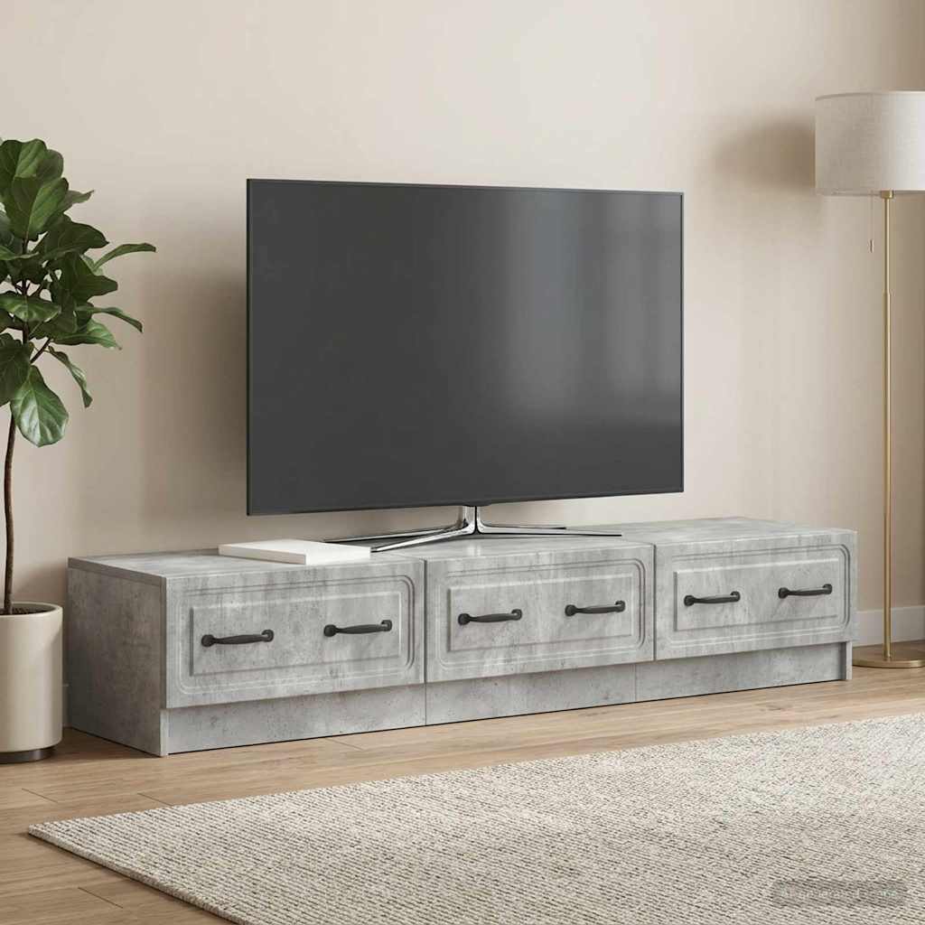TV-skab med skuffe Betongrå 147 x 34,5 x 27 cm Konstrueret træ