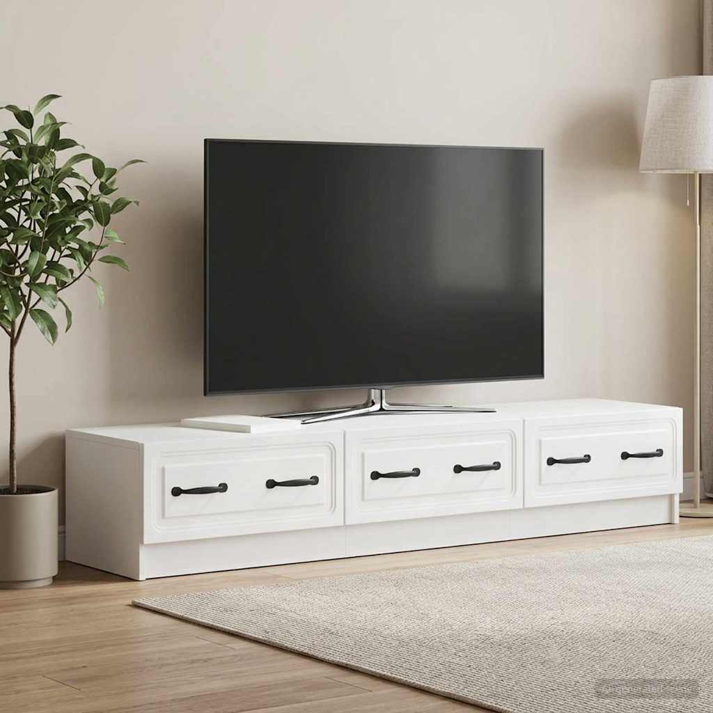 TV-skab Hvid højglans 147 x 34,5 x 27 cm Konstrueret træ
