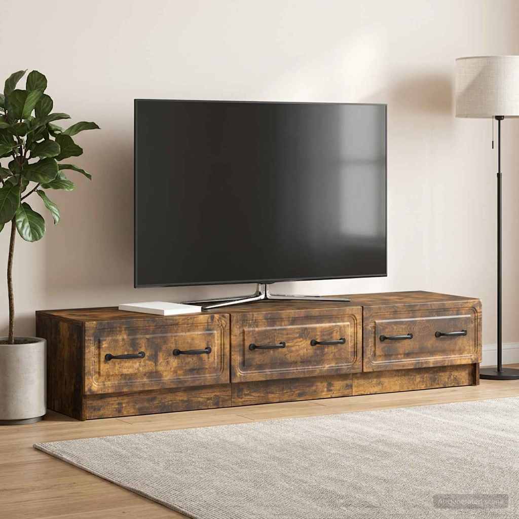 TV-skab med skuffe Røget eg 147 x 34,5 x 27 cm Konstrueret træ