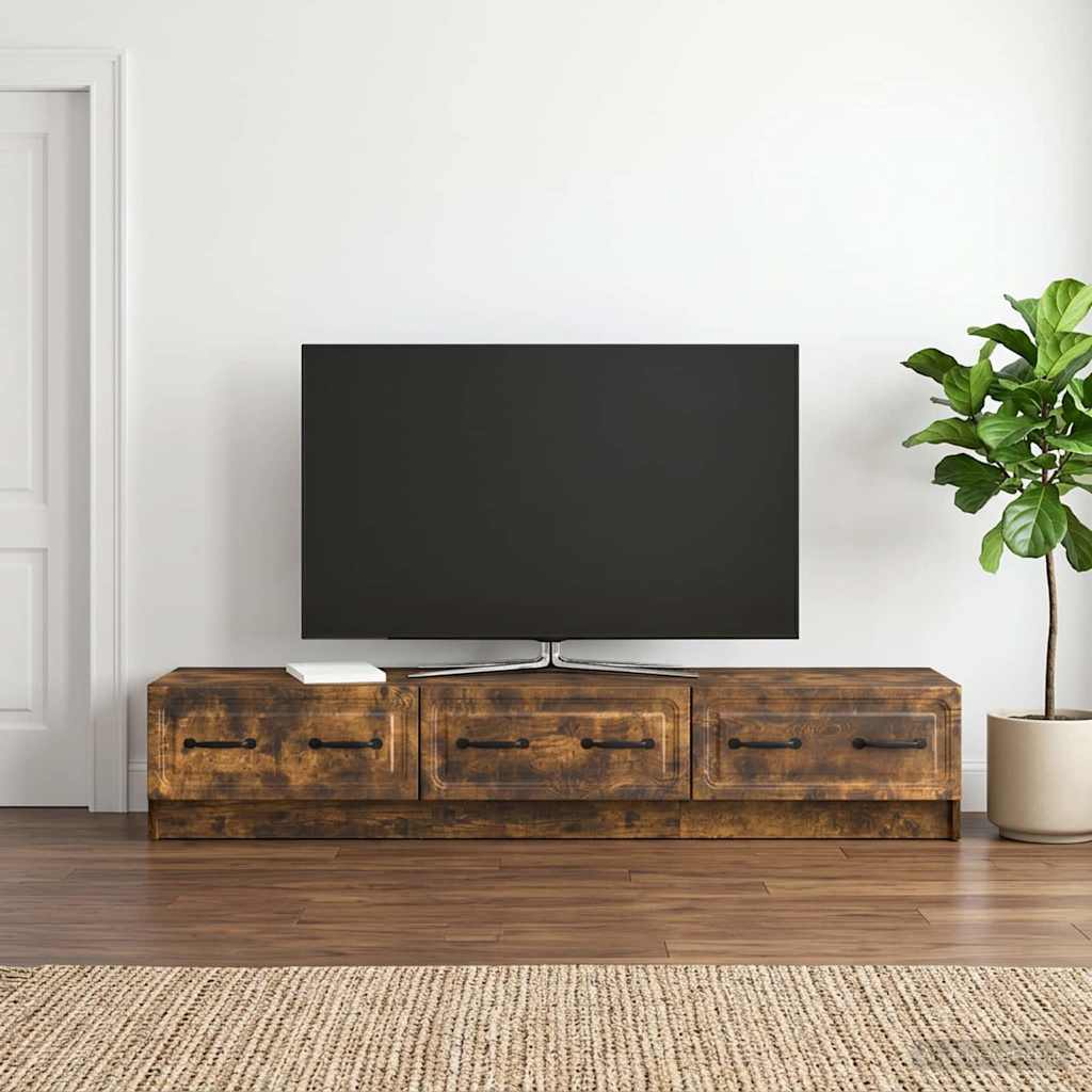 TV-skab med skuffe Røget eg 147 x 34,5 x 27 cm Konstrueret træ