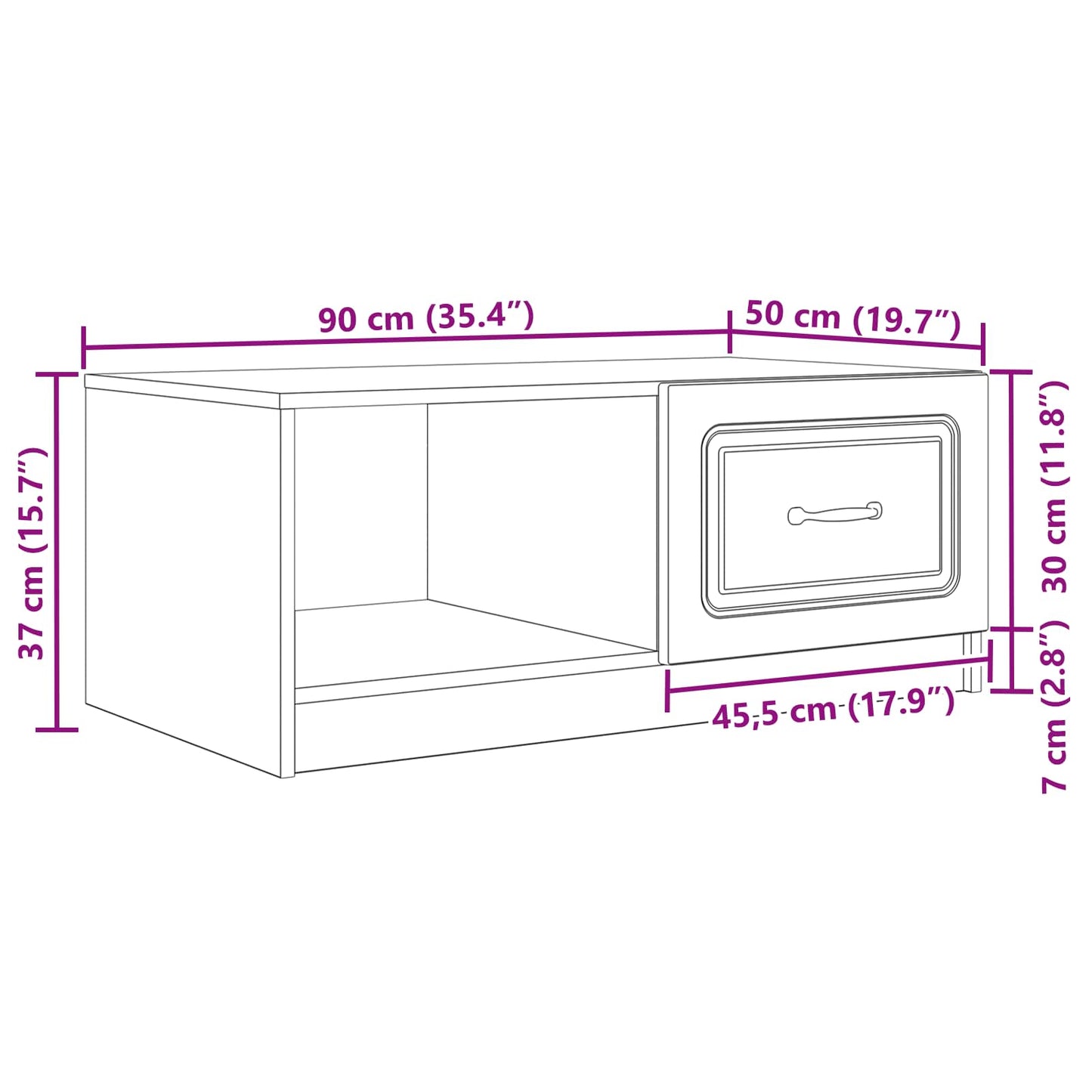Sofabord Gammelt træ 90 x 50 x 37 cm Konstrueret træ