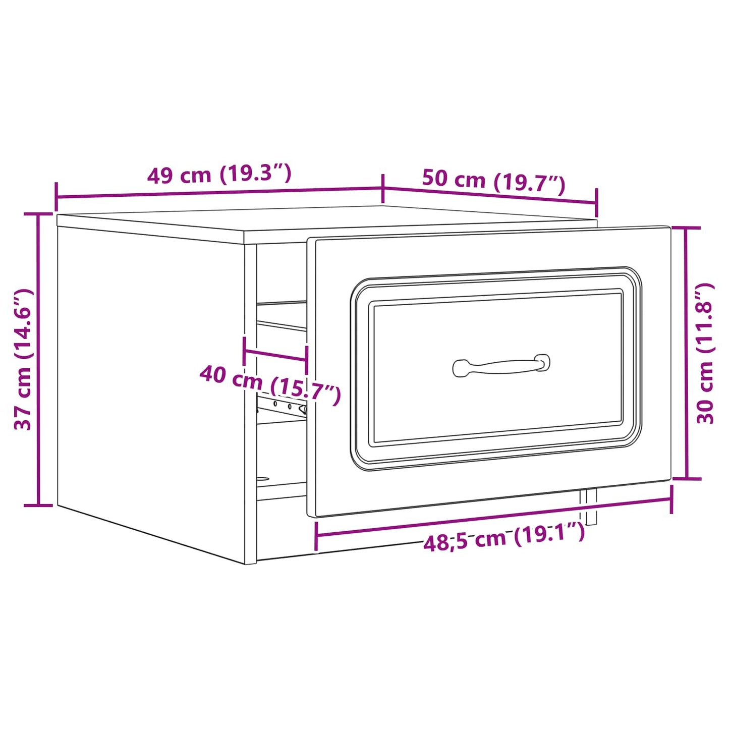 Sofabord med skuffe Hvid 49 x 50 x 37 cm Konstrueret træ