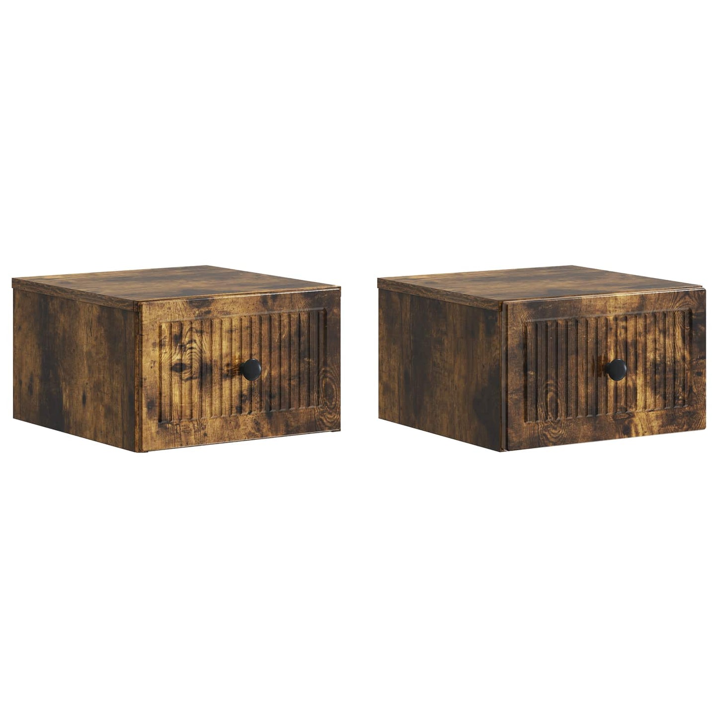 Væghængt Natbord med skuffe 2 pcs Røget eg 33 x 34,5 x 20 cm