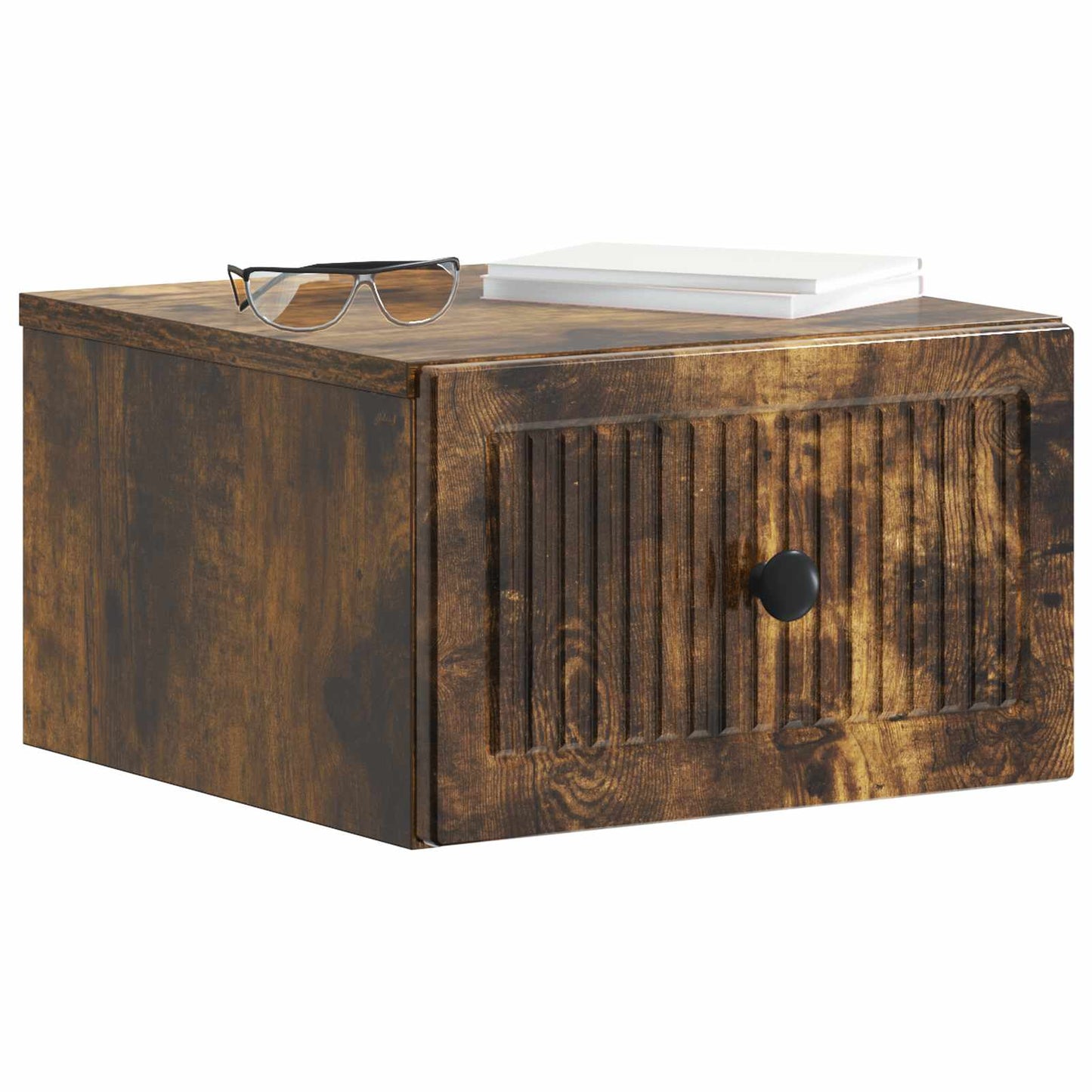 Væghængt Natbord med skuffe 2 pcs Røget eg 33 x 34,5 x 20 cm