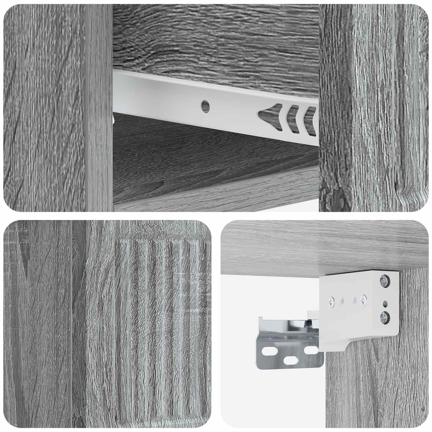 Væghængt Natbord 2 pcs Grå sonoma-eg 33 x 34,5 x 20 cm