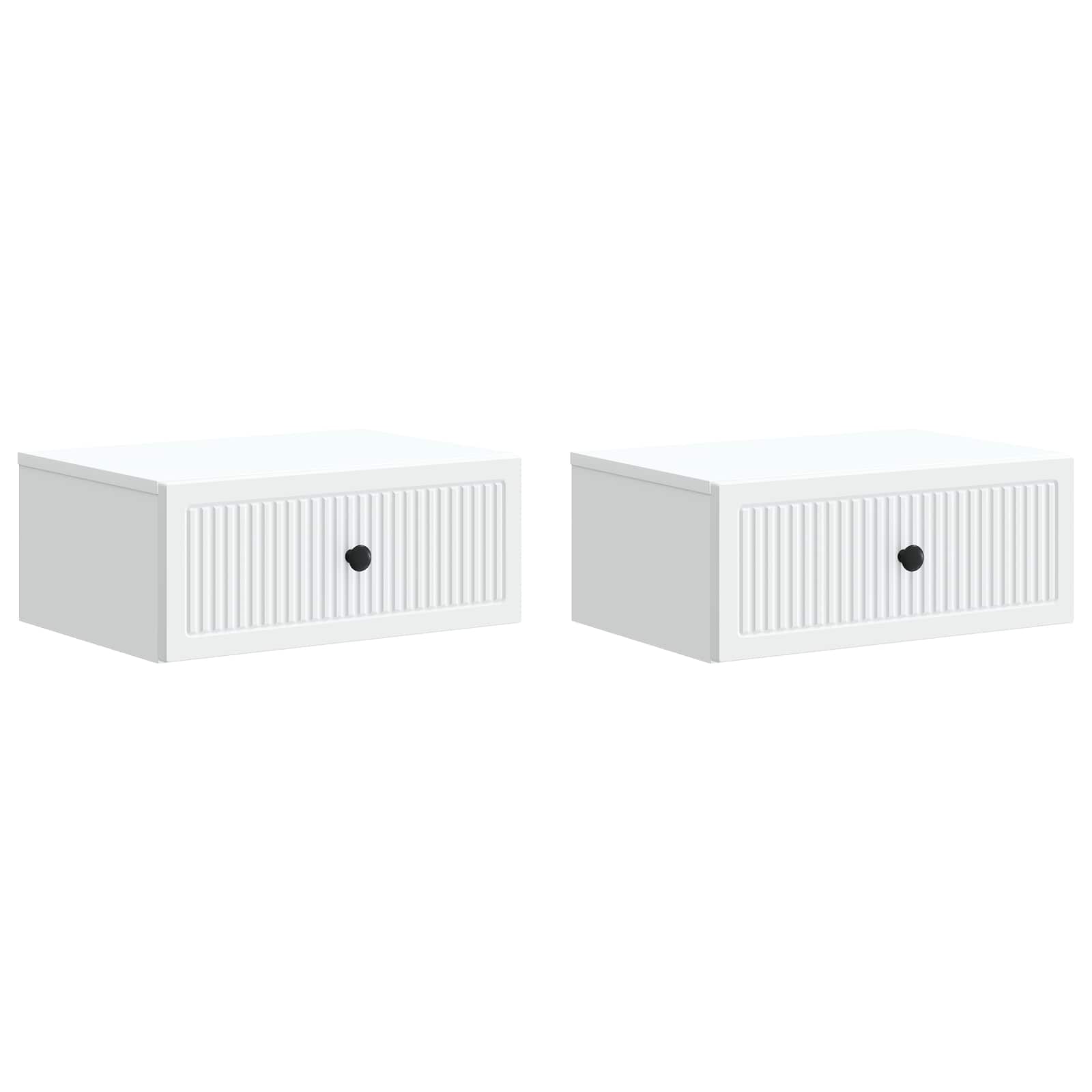 Natskab med skuffe 2 pcs Hvid 49 x 34,5 x 20 cm Konstrueret træ billede