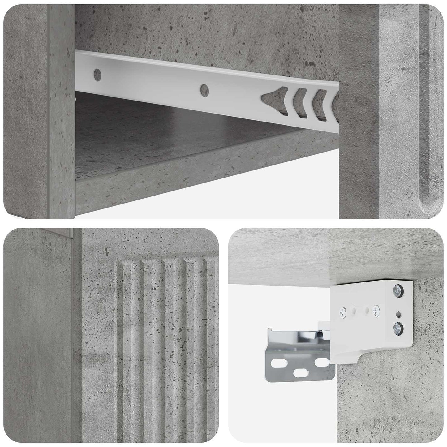 Natskab 2 pcs Betongrå 49 x 34,5 x 20 cm Konstrueret træ